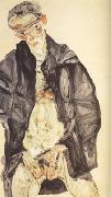 Egon Schiele Self-Portrait in Black Cloak (mk12) oil painting reproduction